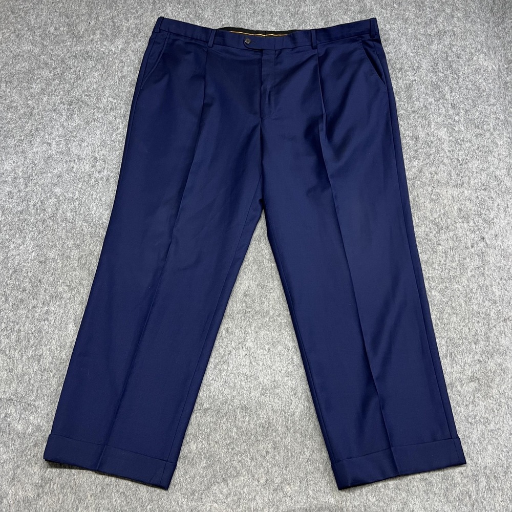 Hickey Freeman Pants Mens 44x29 Blue Traveler Rain System Trousers Loro Piana